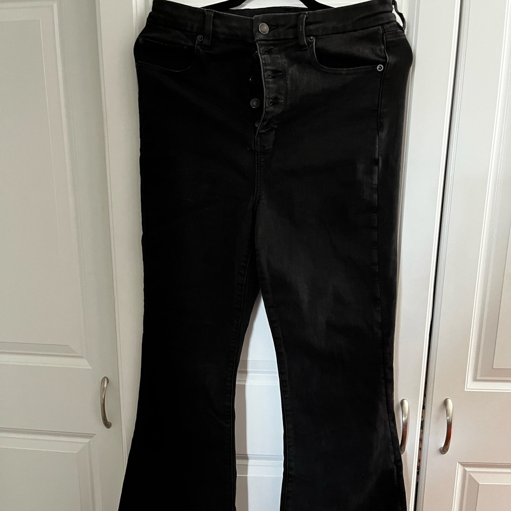 American Eagle Flare Button up Black Jeans Size 12